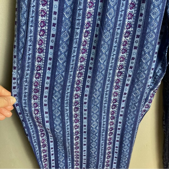 Vintage baja pajama pants medium patterned indigo loose fit lagenlook - Picture 10 of 11